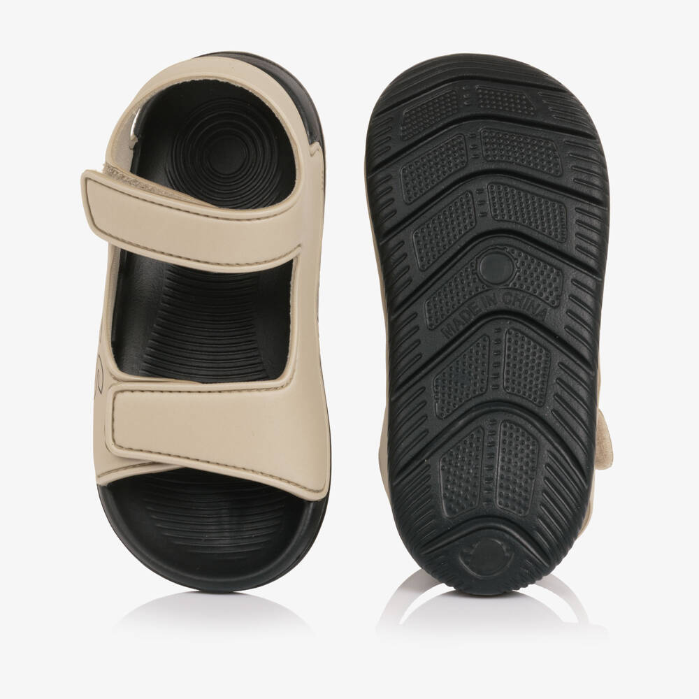 BOSS-Boys Beige Velcro Sandals with Logo | Childrensalon