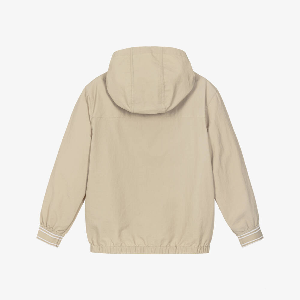BOSS-Boys Beige Water-Repellent Hooded Windbreaker Jacket | Childrensalon