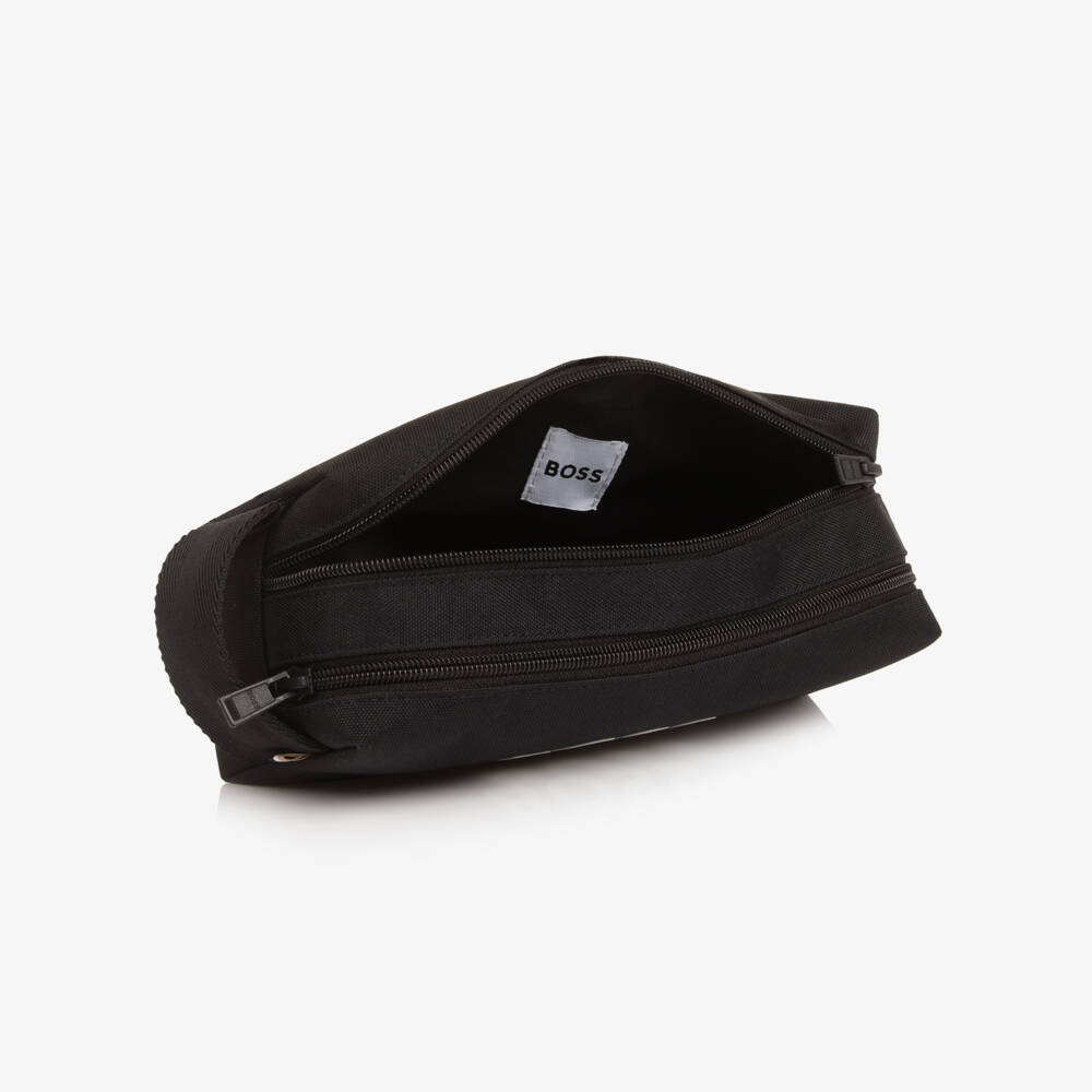 BOSS-Boys Black 2-Compartment Pencil Case (23cm) | Childrensalon