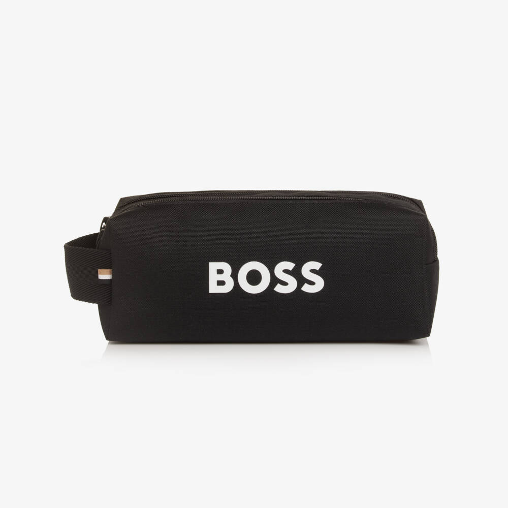 BOSS-Boys Black 2-Compartment Pencil Case (23cm) | Childrensalon
