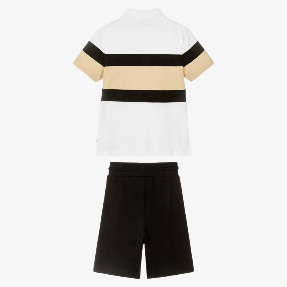 BOSS-Boys Black Cotton Bermuda Shorts Set | Childrensalon