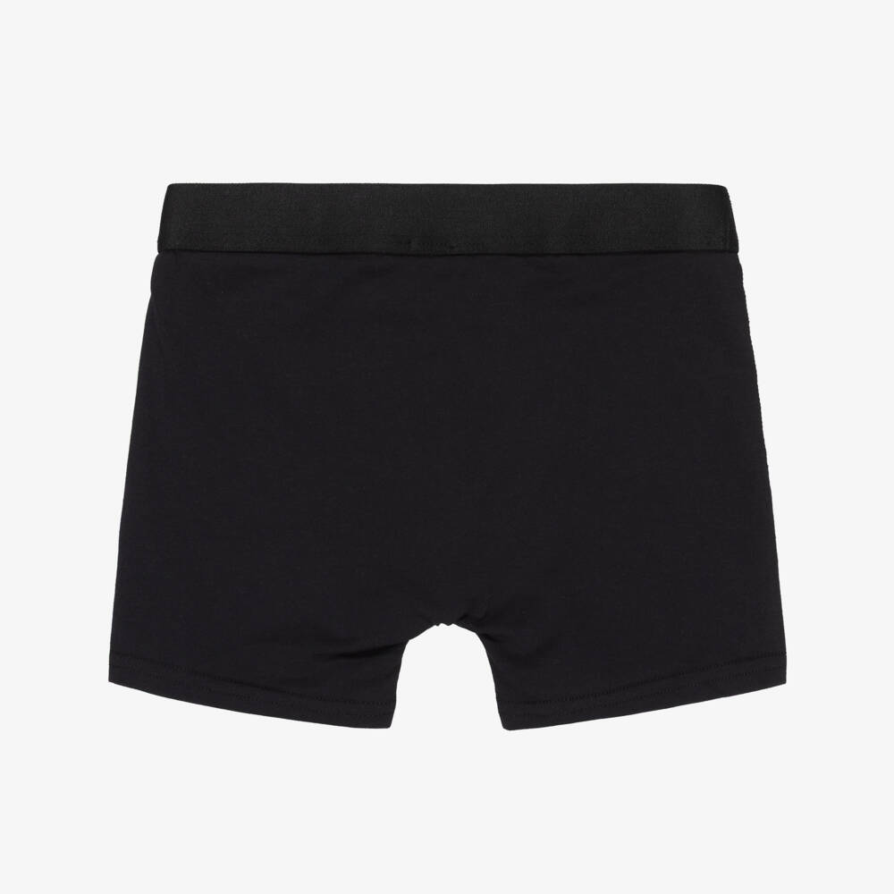 BOSS-Boys Black Cotton Boxer Shorts with Logo Waistband (2 Pack) | Childrensalon