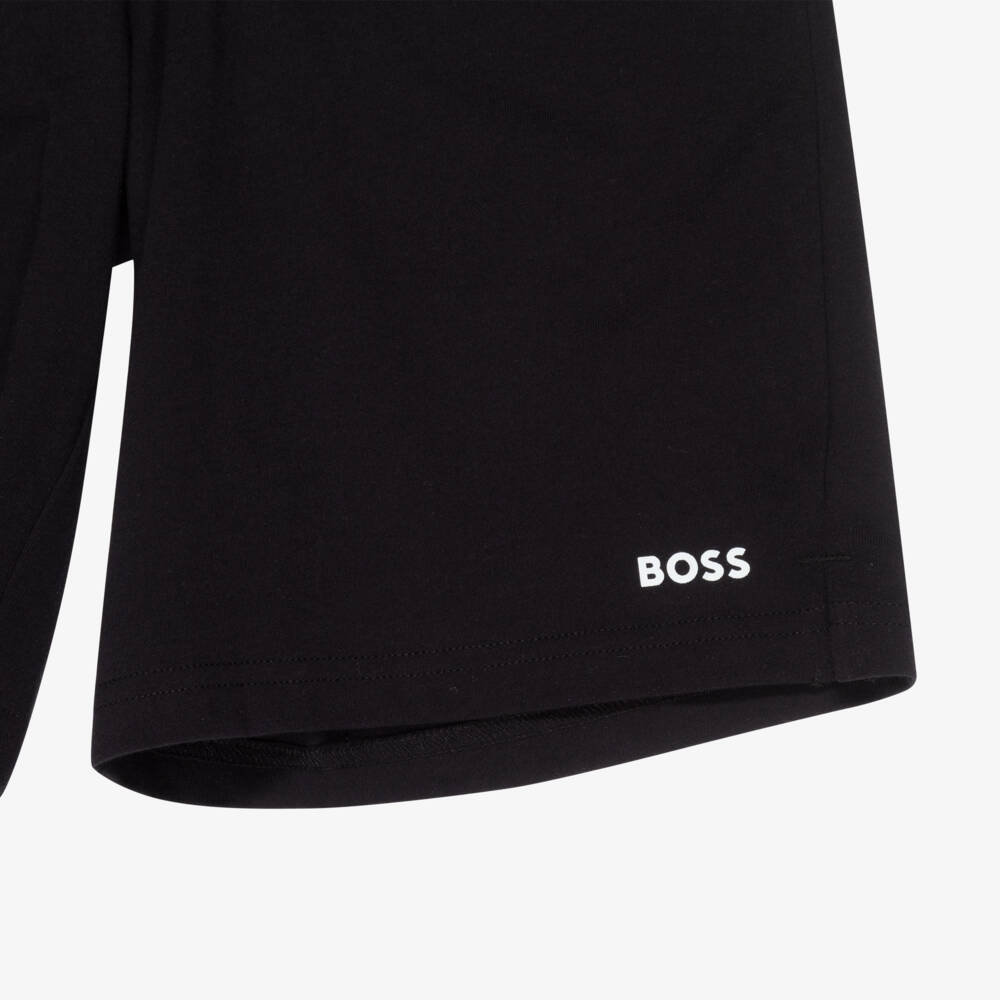 BOSS-Boys Black Cotton Colourblock Shorts Set | Childrensalon