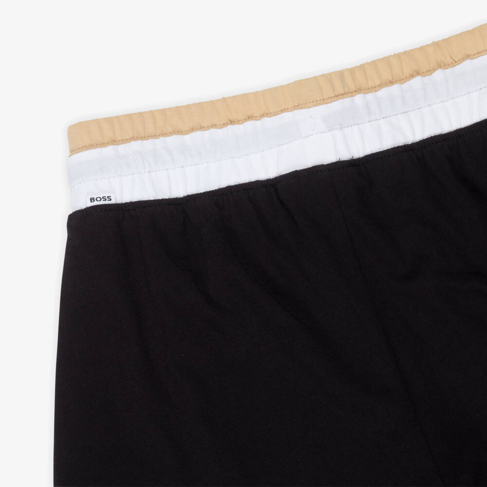 BOSS-Boys Black Cotton Colourblock Shorts Set | Childrensalon