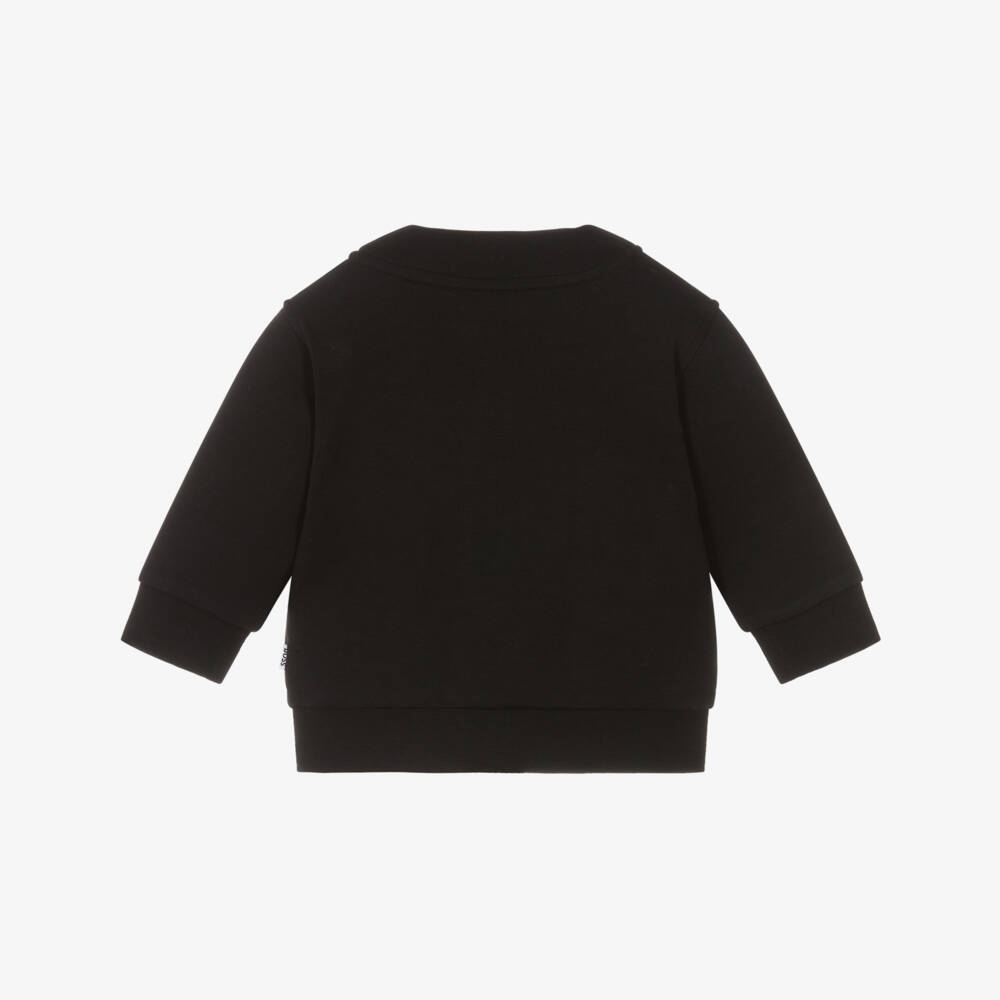 BOSS-Boys Black Cotton Double B Monogram Cardigan | Childrensalon