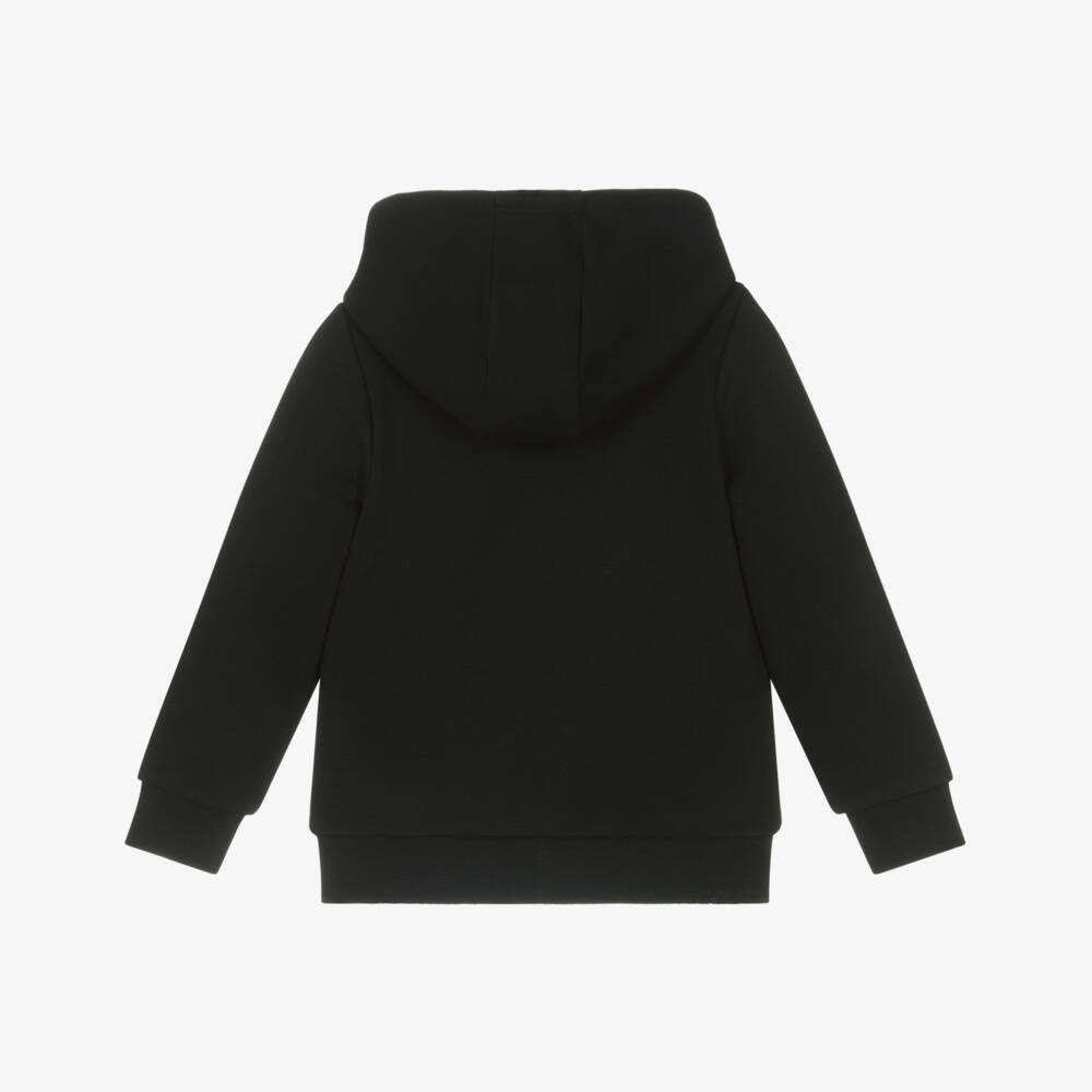 BOSS-Boys Black Cotton Graphic Logo Hoodie | Childrensalon