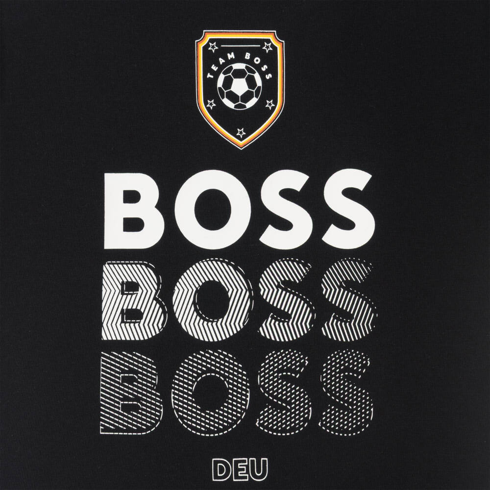 BOSS-تيشيرت قطن لون أسود بشعار ألمانيا كأس العالم 2026 للأولاد | Childrensalon