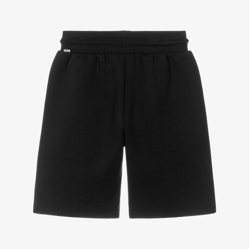 BOSS-Boys Black Jersey Logo Shorts | Childrensalon