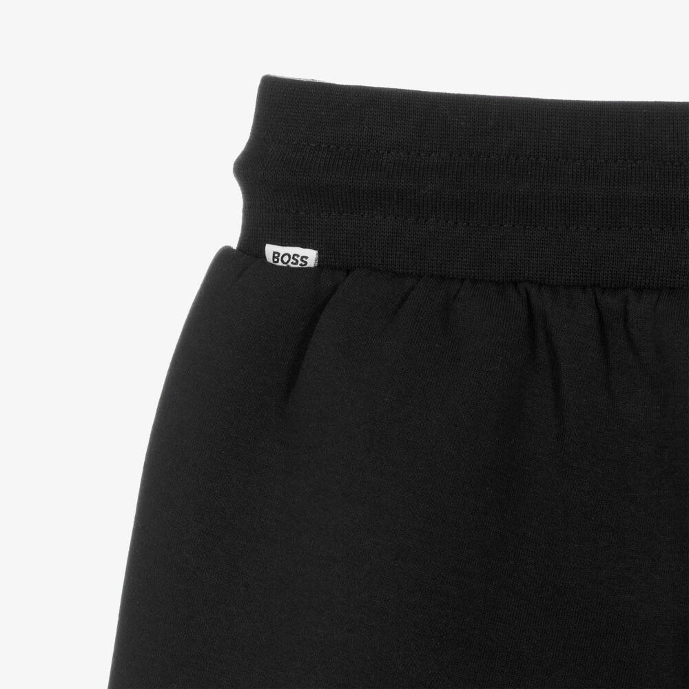 BOSS-Boys Black Jersey Logo Shorts | Childrensalon