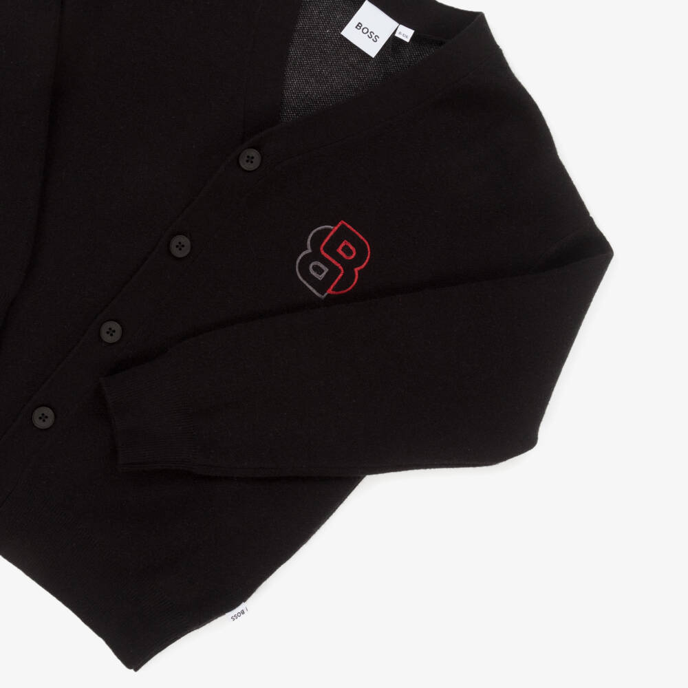 BOSS-كارديغان محبوك بشعار لون أسود للأولاد | Childrensalon