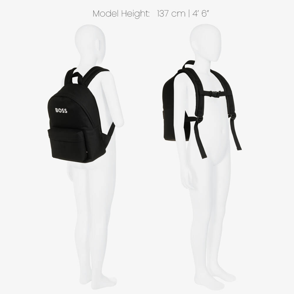 BOSS-Boys Black Logo Backpack (38cm) | Childrensalon
