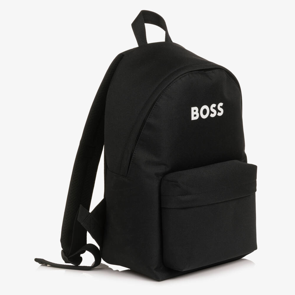 BOSS-Boys Black Logo Backpack (38cm) | Childrensalon
