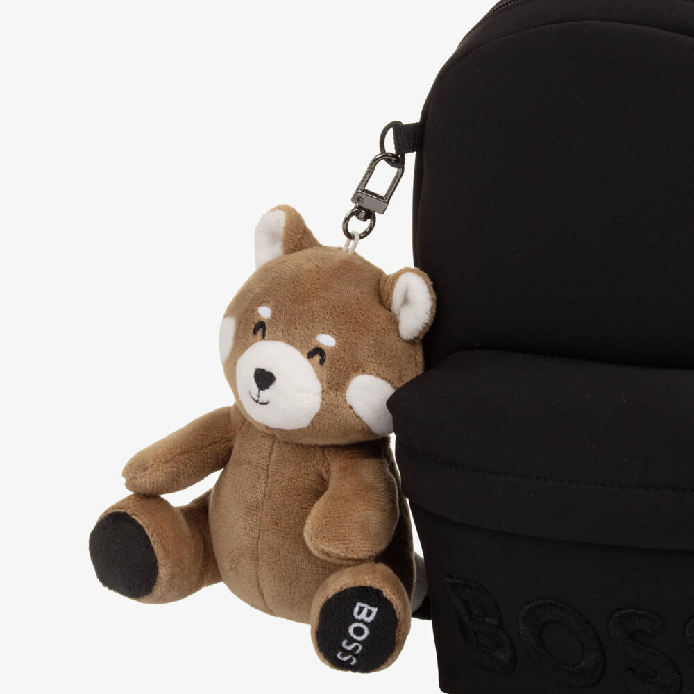 BOSS-Boys Black Mini Backpack with Red Panda Charm (27cm) | Childrensalon