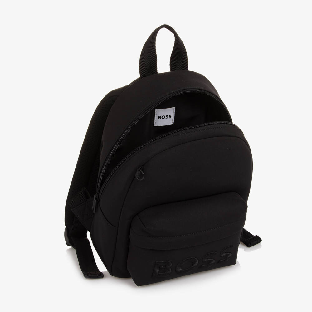 BOSS-Boys Black Mini Backpack with Red Panda Charm (27cm) | Childrensalon