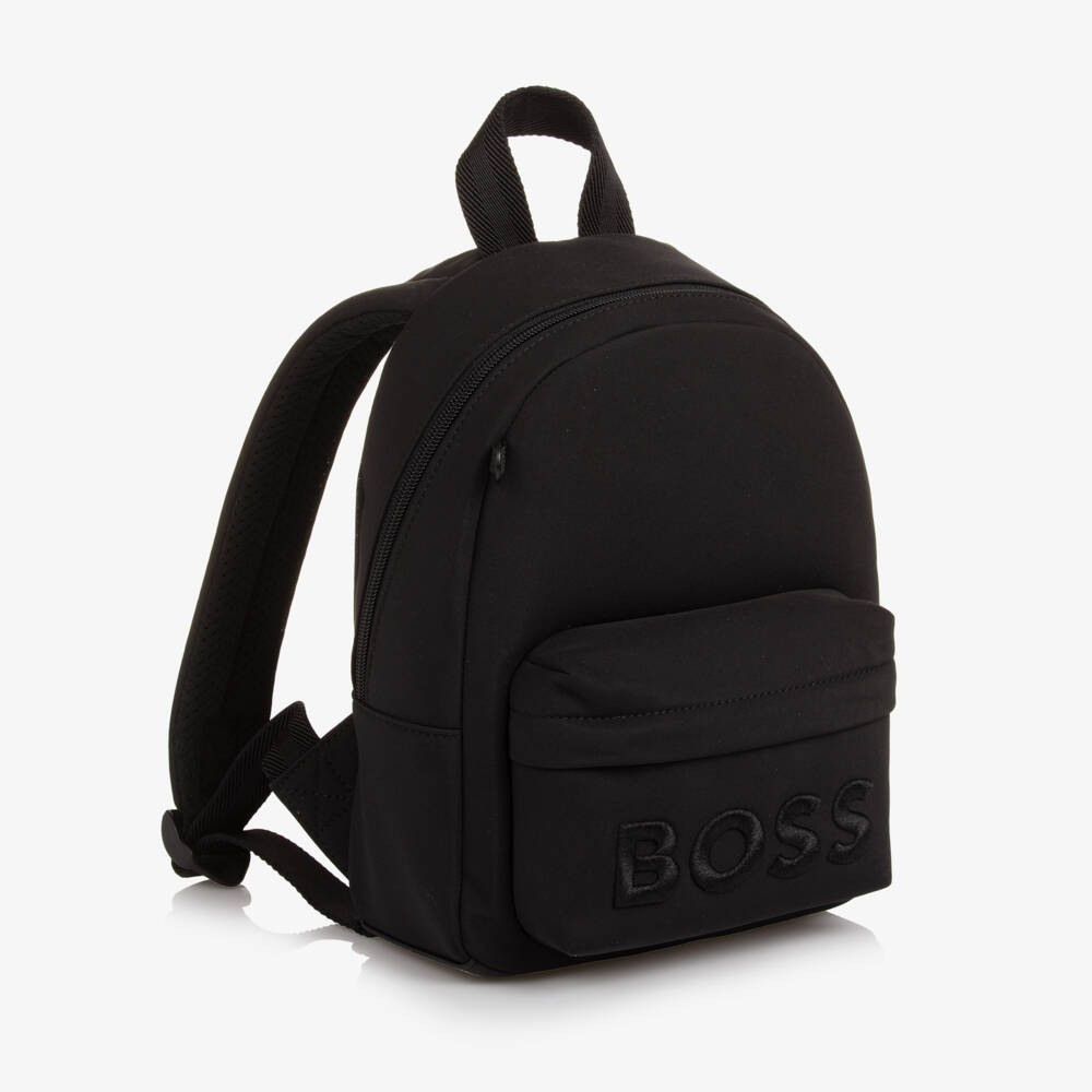 BOSS-Boys Black Mini Backpack with Red Panda Charm (27cm) | Childrensalon