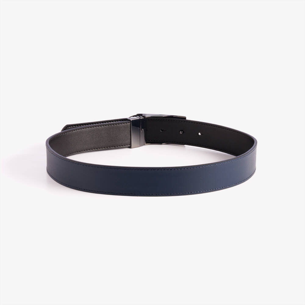 BOSS-Boys Black & Navy Blue Reversible Leather Belt | Childrensalon