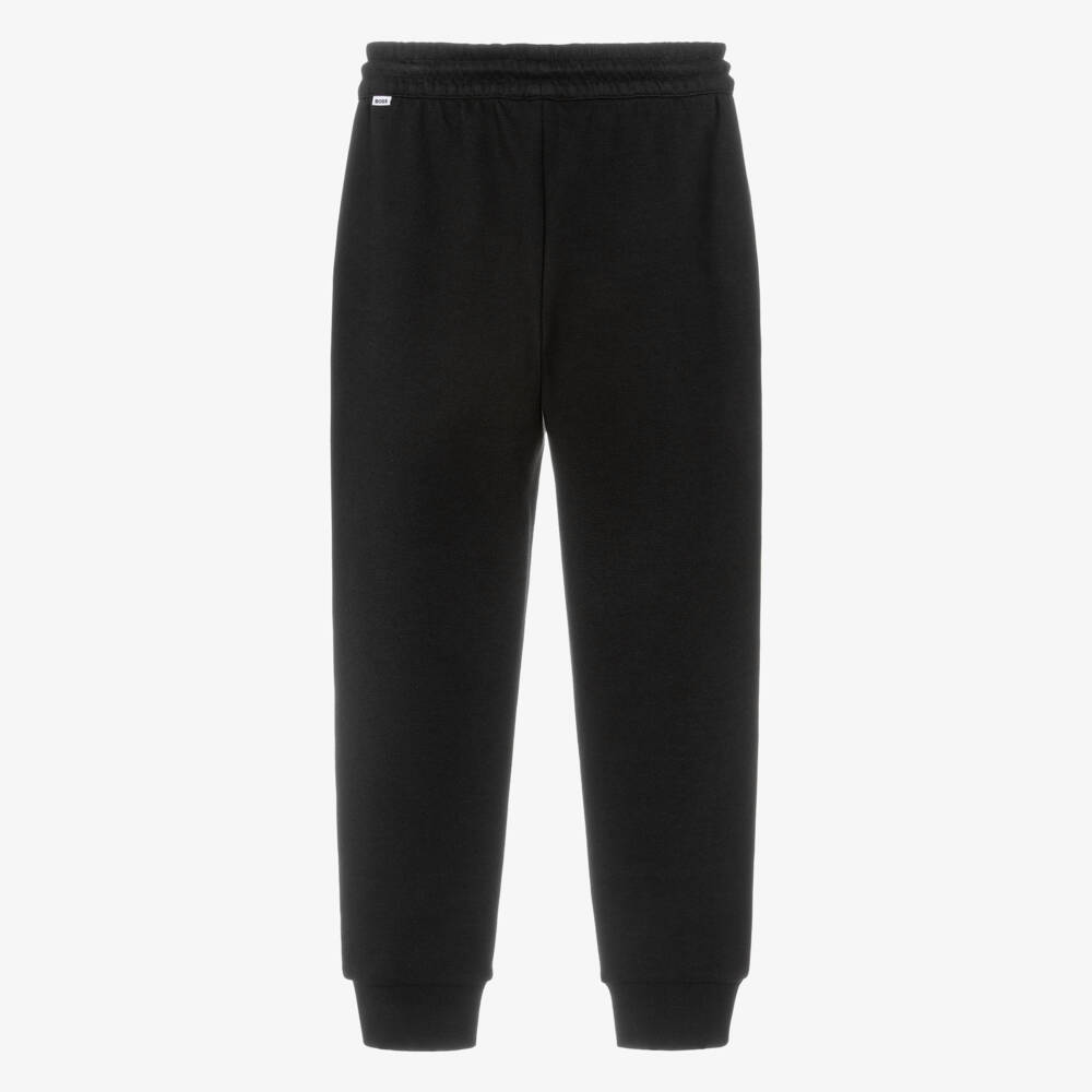 BOSS-Boys Black Piqué Joggers | Childrensalon