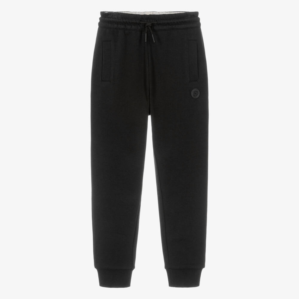 BOSS-Boys Black Piqué Joggers | Childrensalon