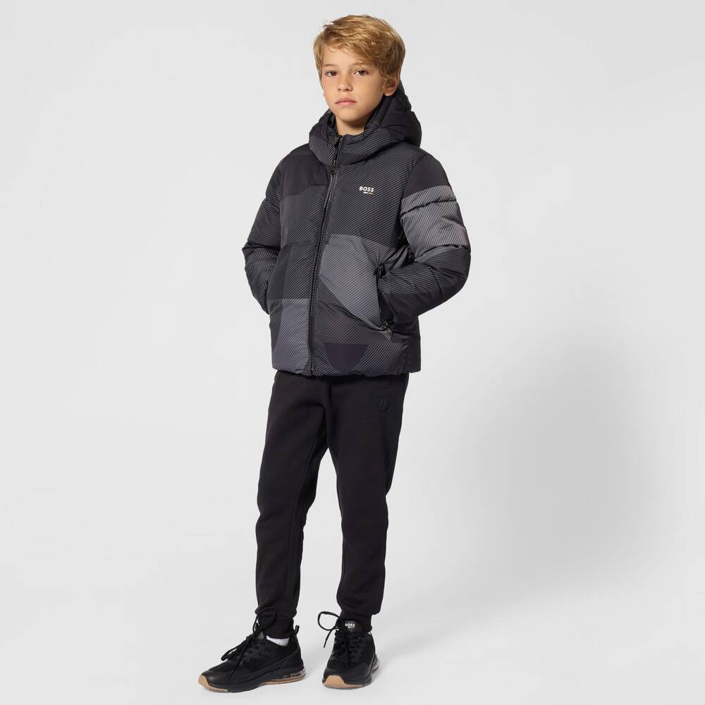 BOSS-Boys Black Piqué Joggers | Childrensalon