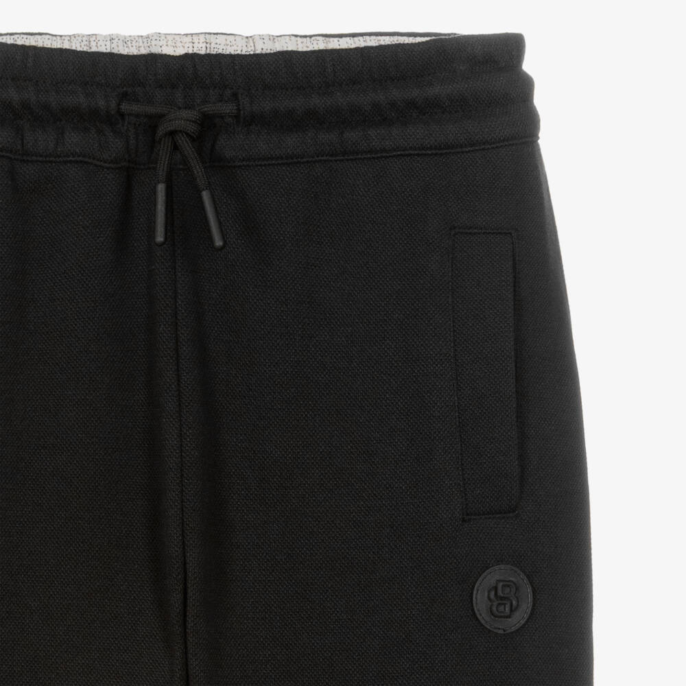 BOSS-Boys Black Piqué Joggers | Childrensalon