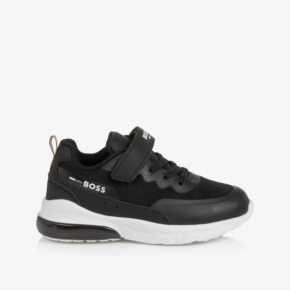 BOSS-Boys Black Trainers with Elasticated Laces | Childrensalon