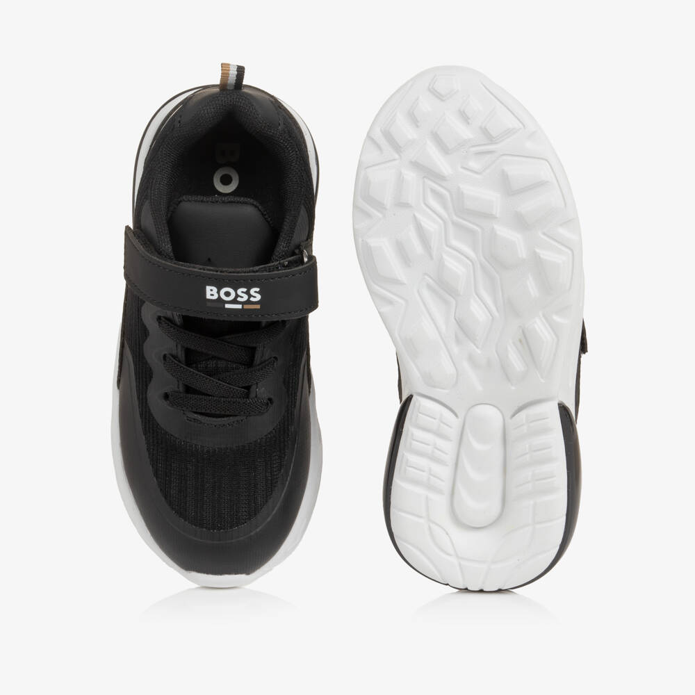 BOSS-Boys Black Trainers with Elasticated Laces | Childrensalon