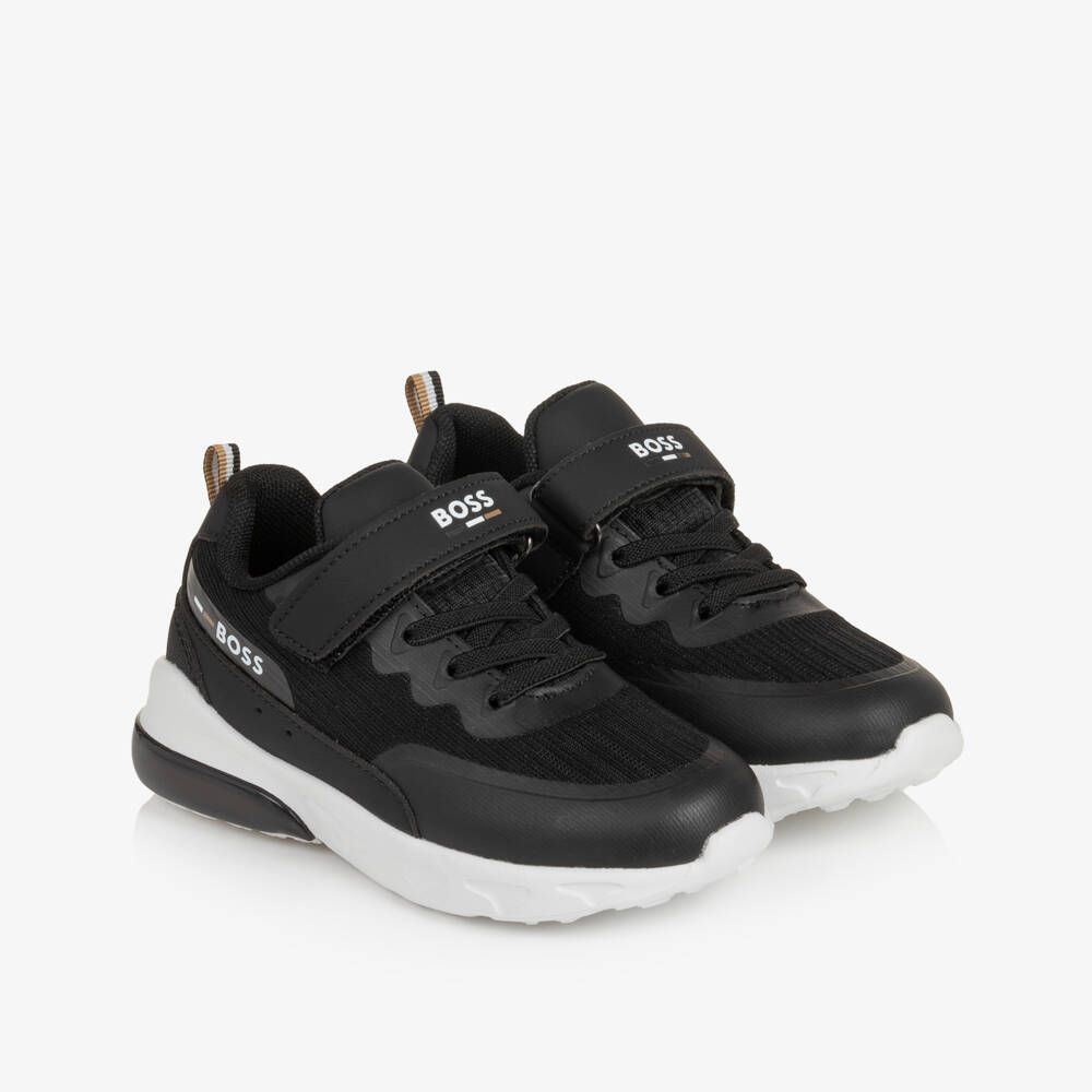 BOSS-Boys Black Trainers with Elasticated Laces | Childrensalon