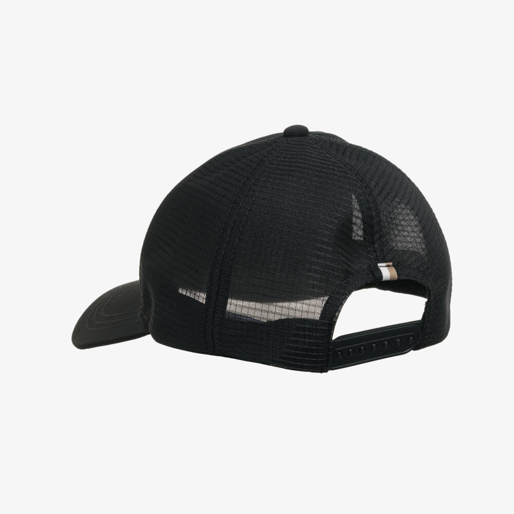 BOSS-Boys Black Twill & Mesh Cap with White Logo | Childrensalon