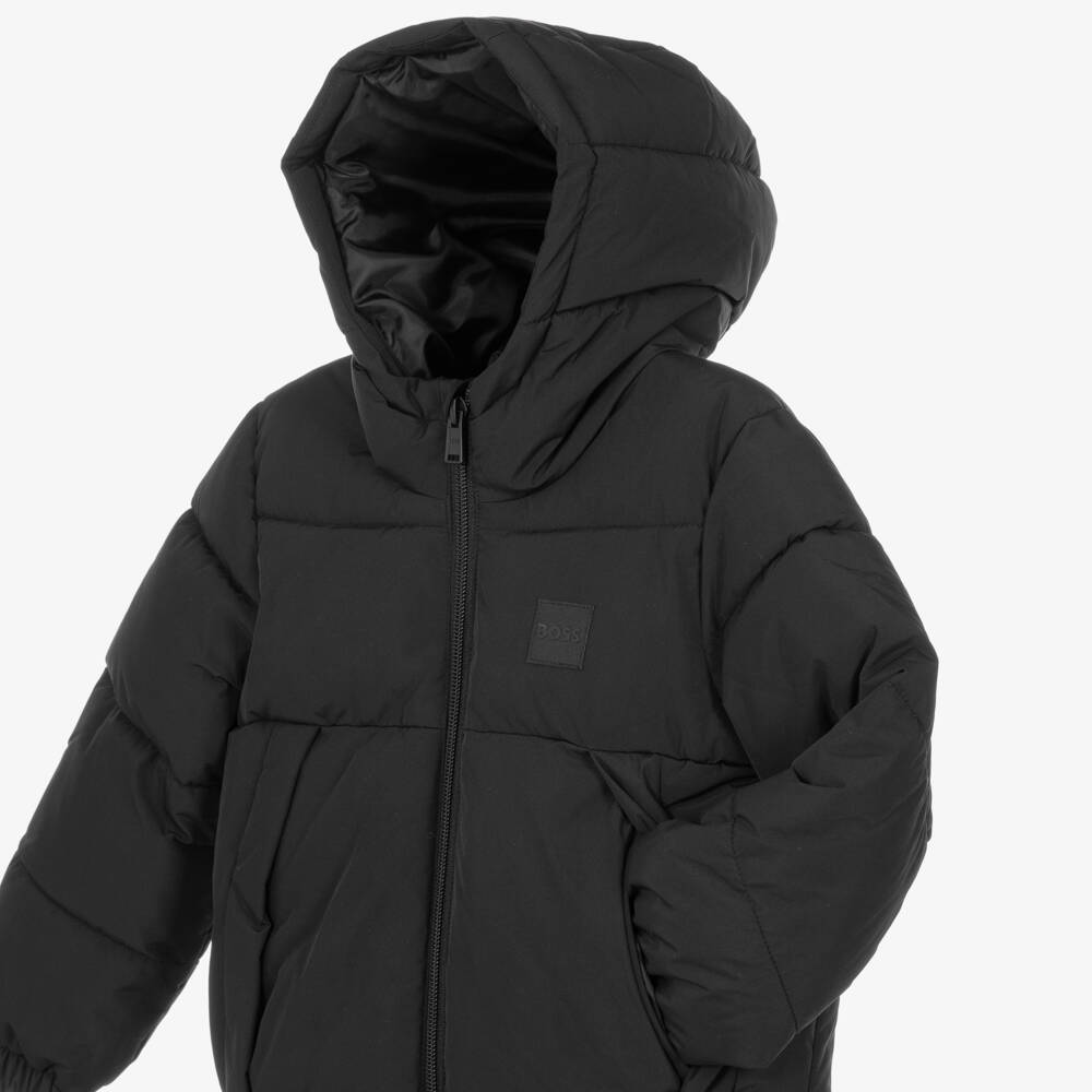BOSS-Boys Black Water Repellent Puffer Jacket | Childrensalon
