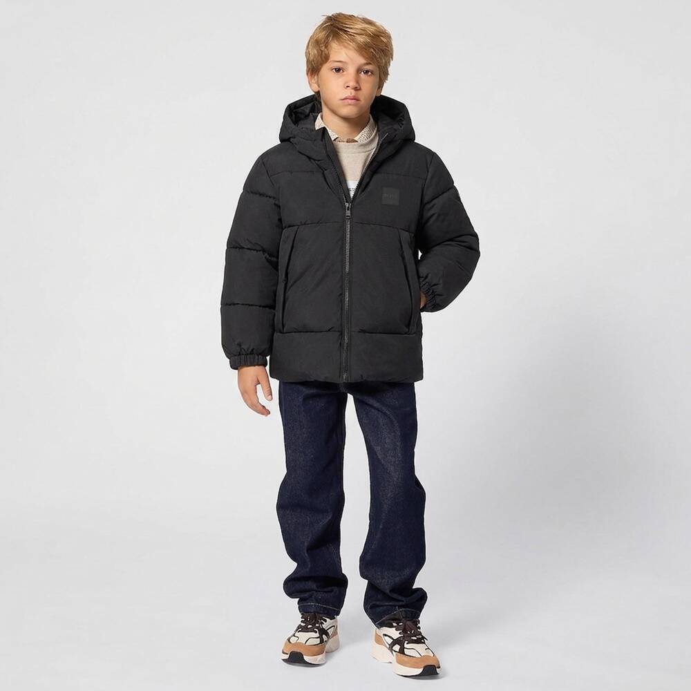 BOSS-Boys Black Water Repellent Puffer Jacket | Childrensalon