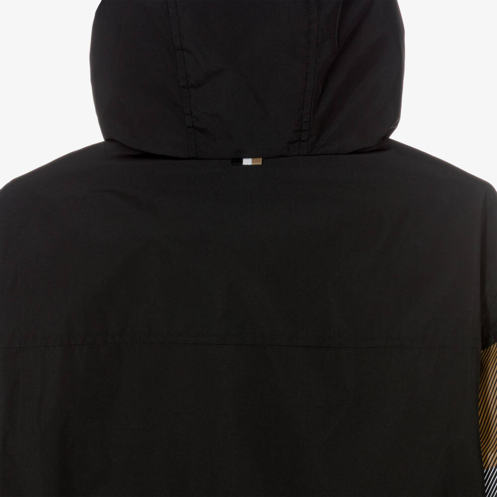 BOSS-Boys Black Windbreaker with Graphic Logo | Childrensalon