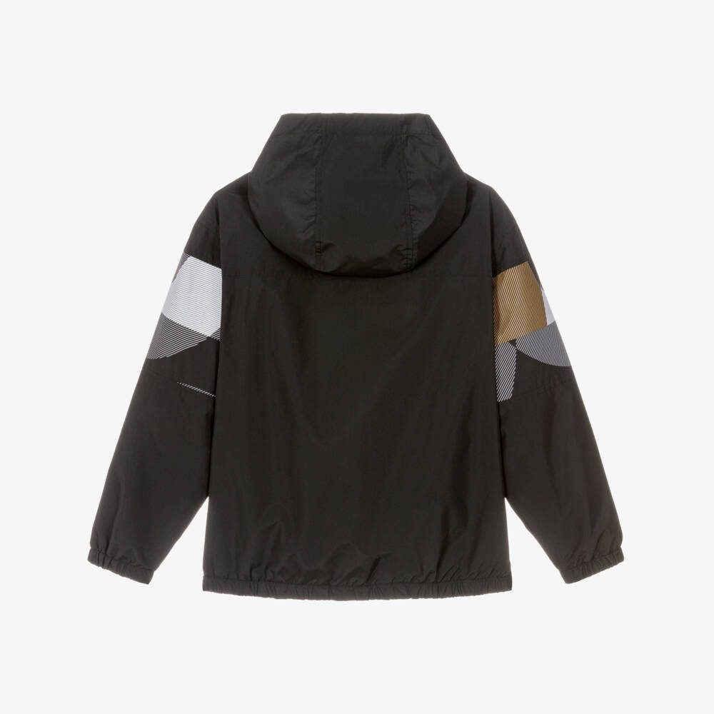 BOSS-Boys Black Windbreaker with Graphic Logo | Childrensalon