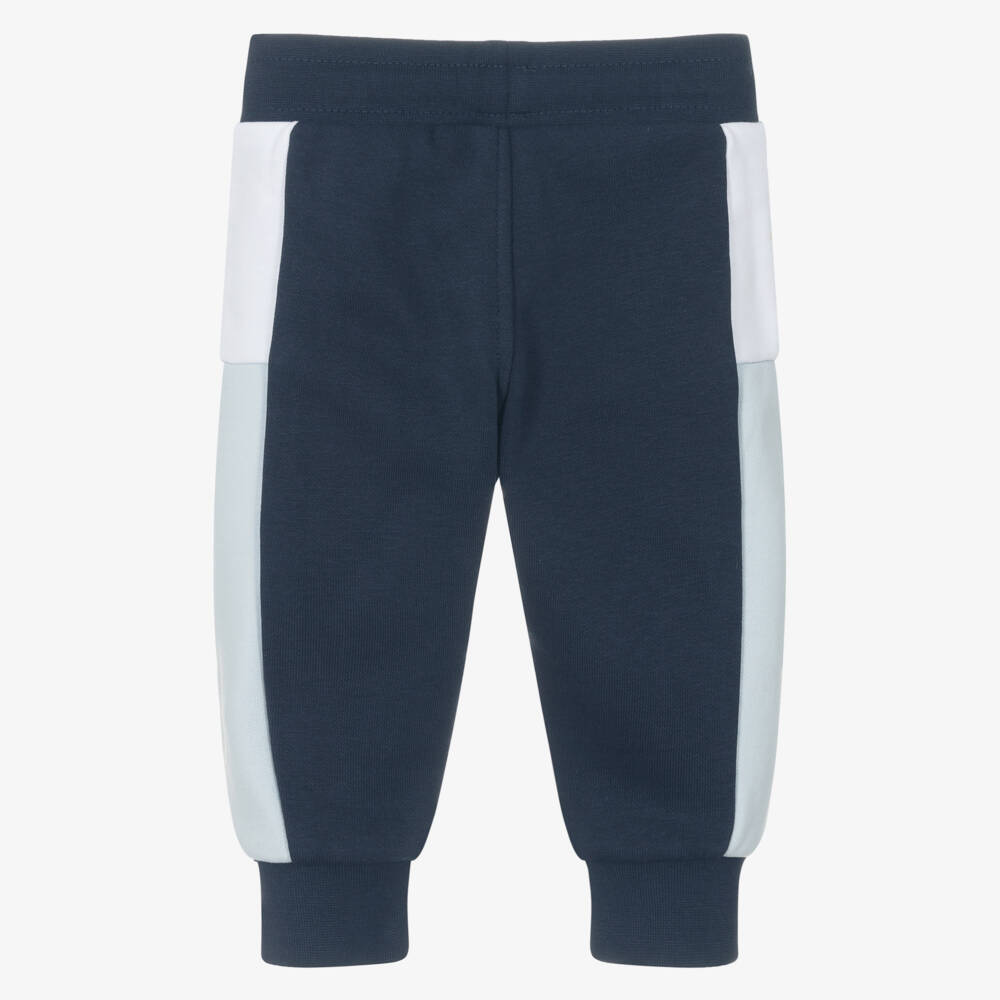 BOSS-Boys Blue Cotton Colourblock Cuffed Joggers | Childrensalon
