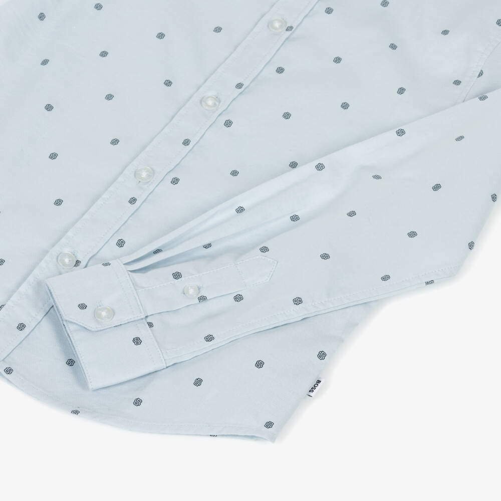 BOSS-Рубашка голубая хлопковая Double B для мальчиков | Childrensalon