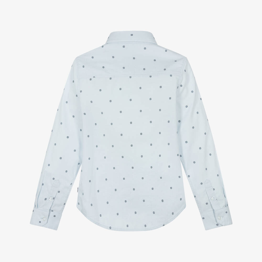 BOSS-Рубашка голубая хлопковая Double B для мальчиков | Childrensalon