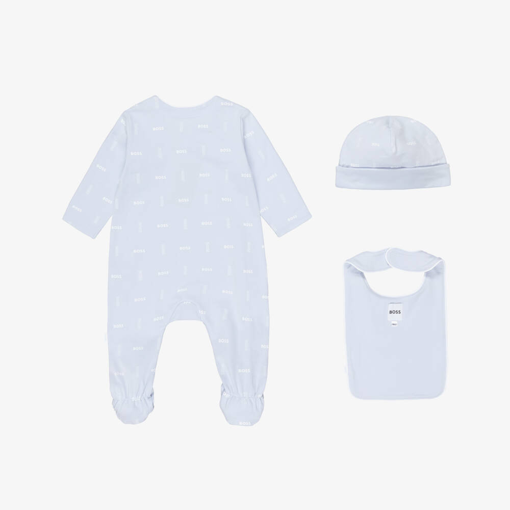 BOSS-Boys Blue Cotton Jersey Babysuit Gift Set | Childrensalon