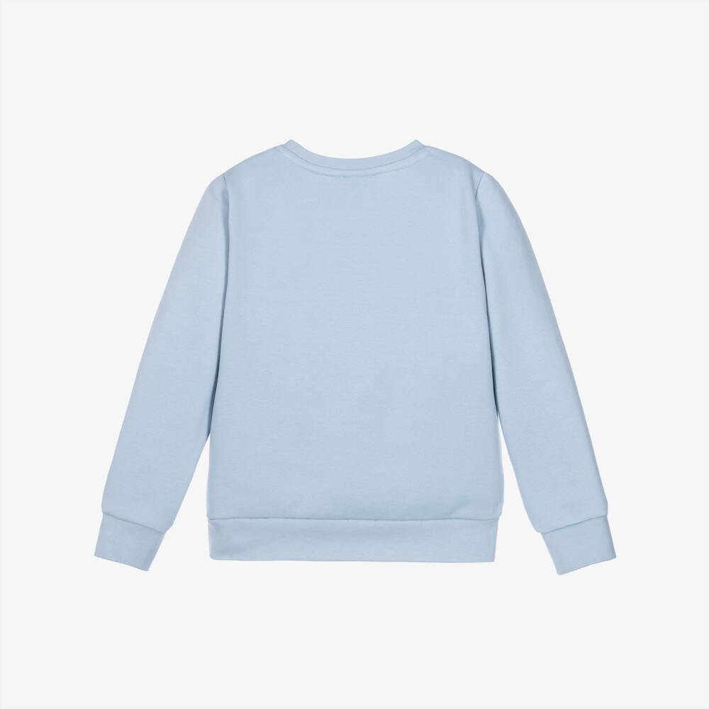 BOSS-Boys Blue Crew Neck Cotton Sweatshirt | Childrensalon