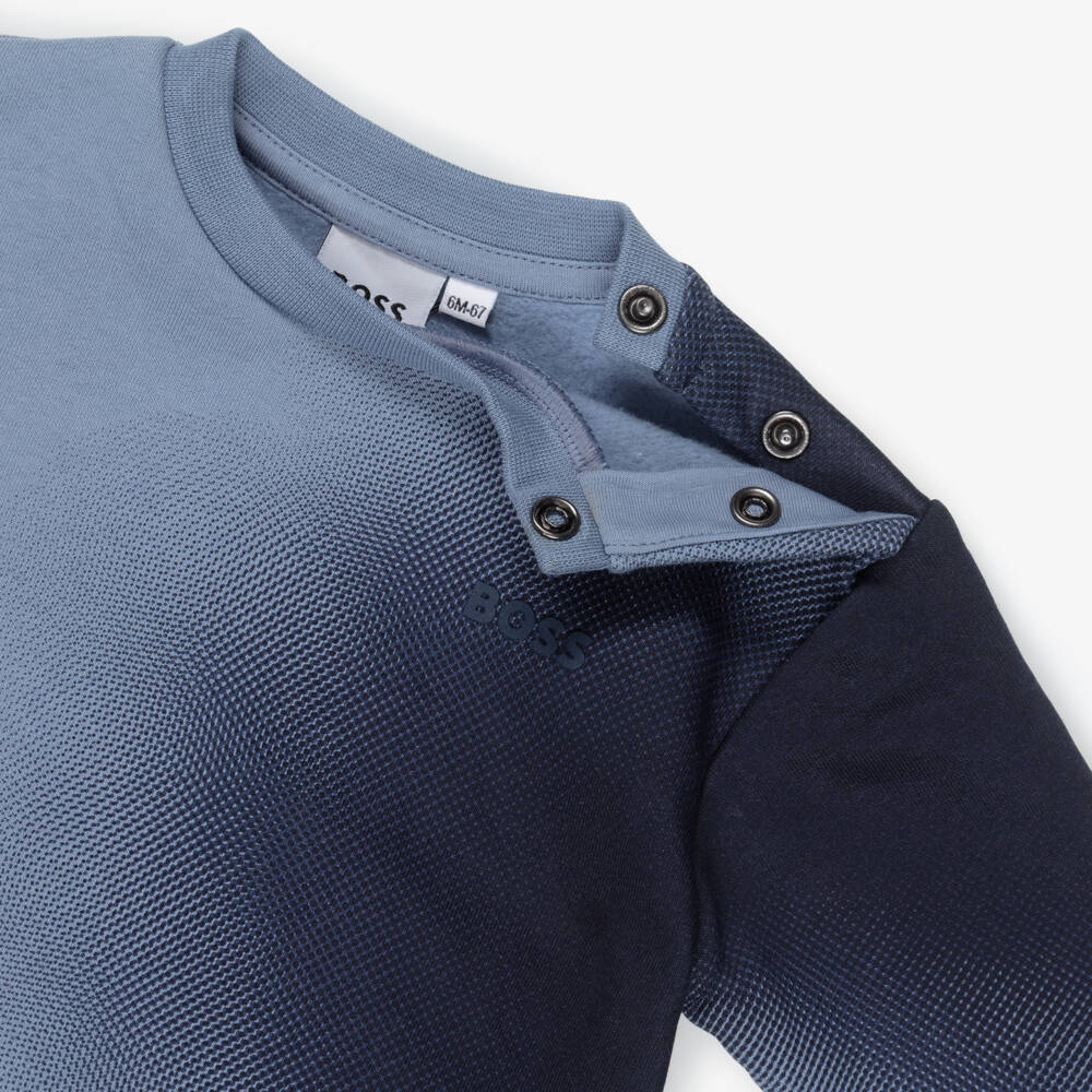 BOSS-Boys Blue Gradient Effect Sweatshirt | Childrensalon