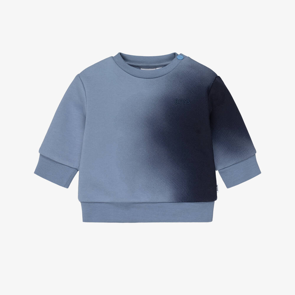 BOSS-Boys Blue Gradient Effect Sweatshirt  | Childrensalon