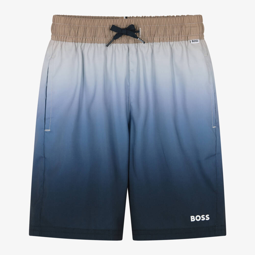 BOSS-Boys Blue Ombré Swim Shorts | Childrensalon