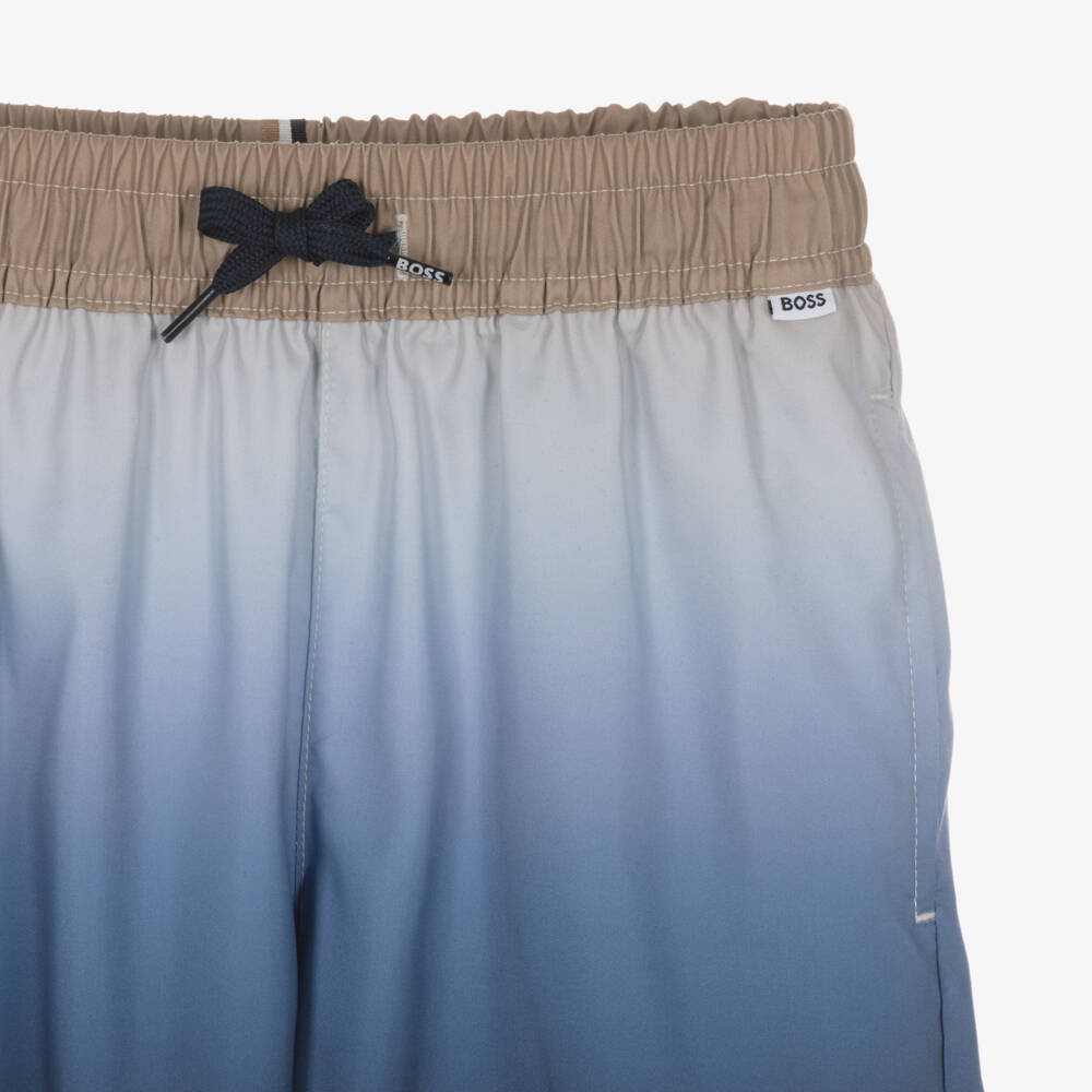 BOSS-Boys Blue Ombre Swim Shorts | Childrensalon