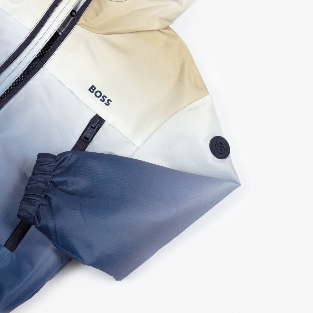BOSS-جاكيت مقاوم للماء لون أزرق أومبري للأولاد | Childrensalon