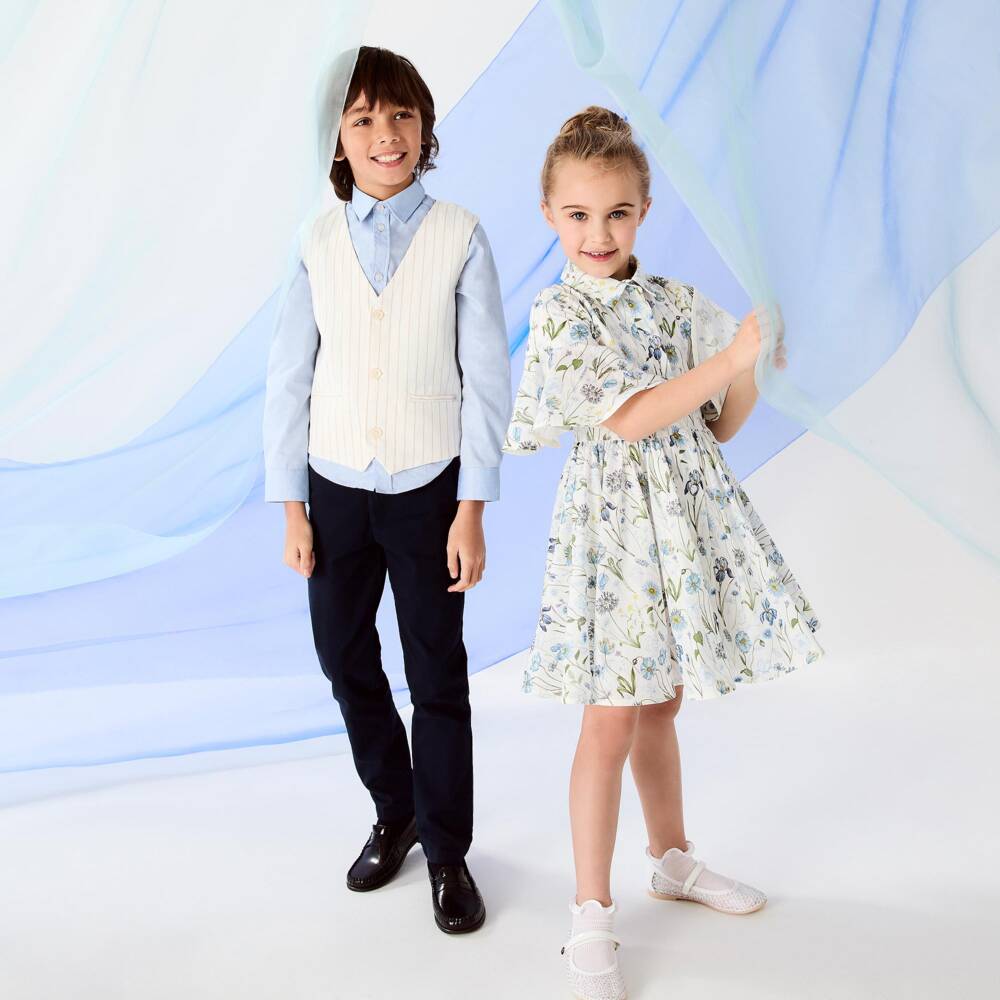 BOSS-قميص قطن أوكسفورد لون أزرق للأولاد | Childrensalon