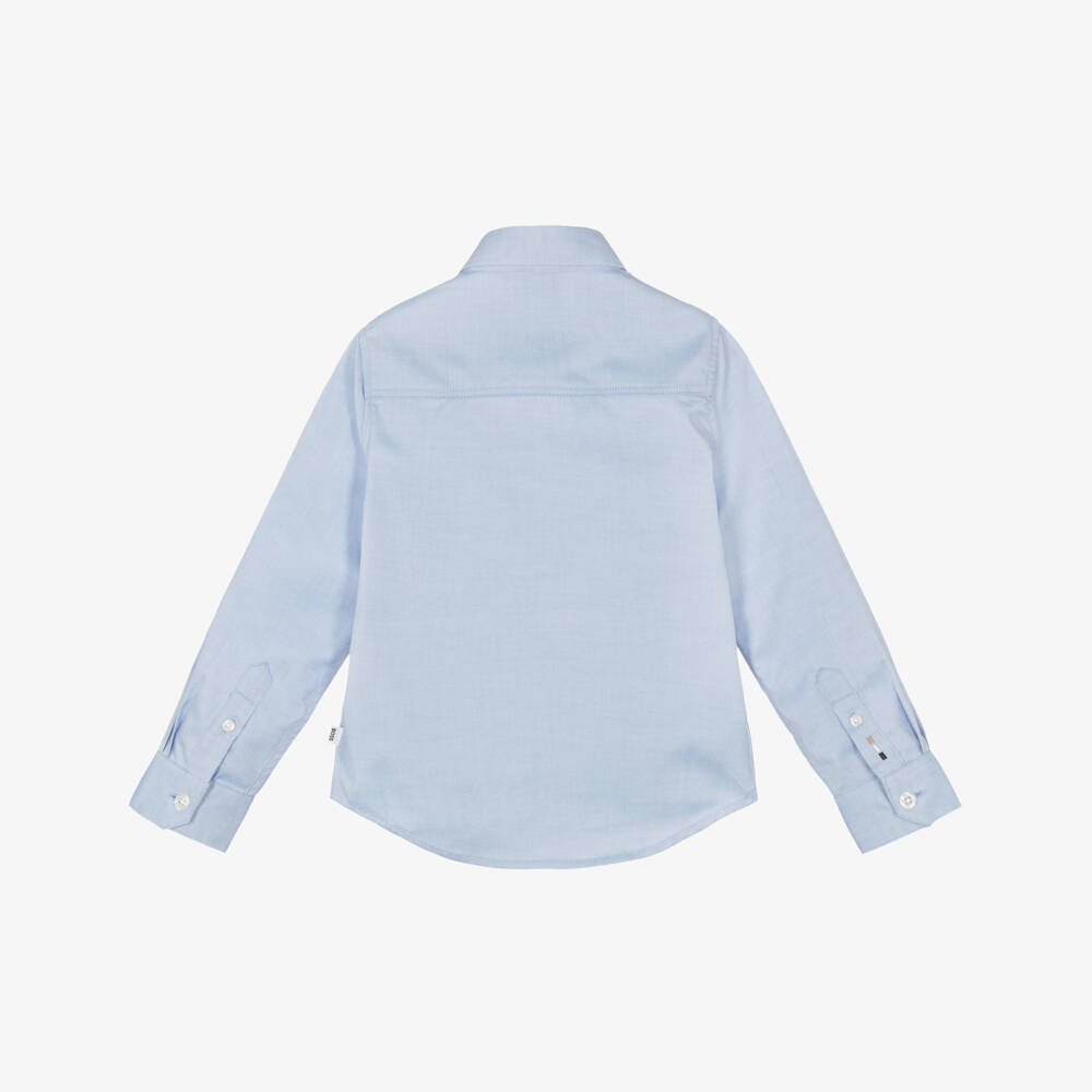 BOSS-قميص قطن أوكسفورد لون أزرق للأولاد | Childrensalon