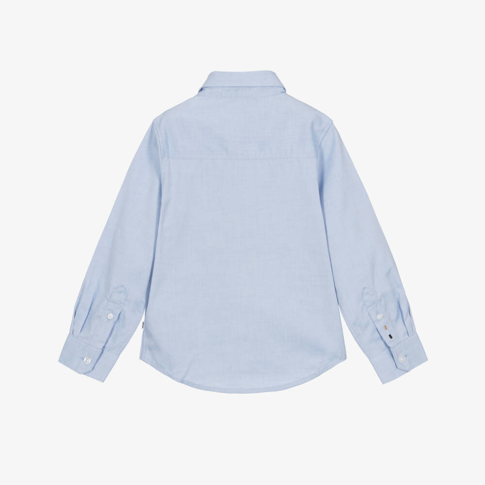 BOSS-قميص قطن أوكسفورد لون أزرق للأولاد | Childrensalon