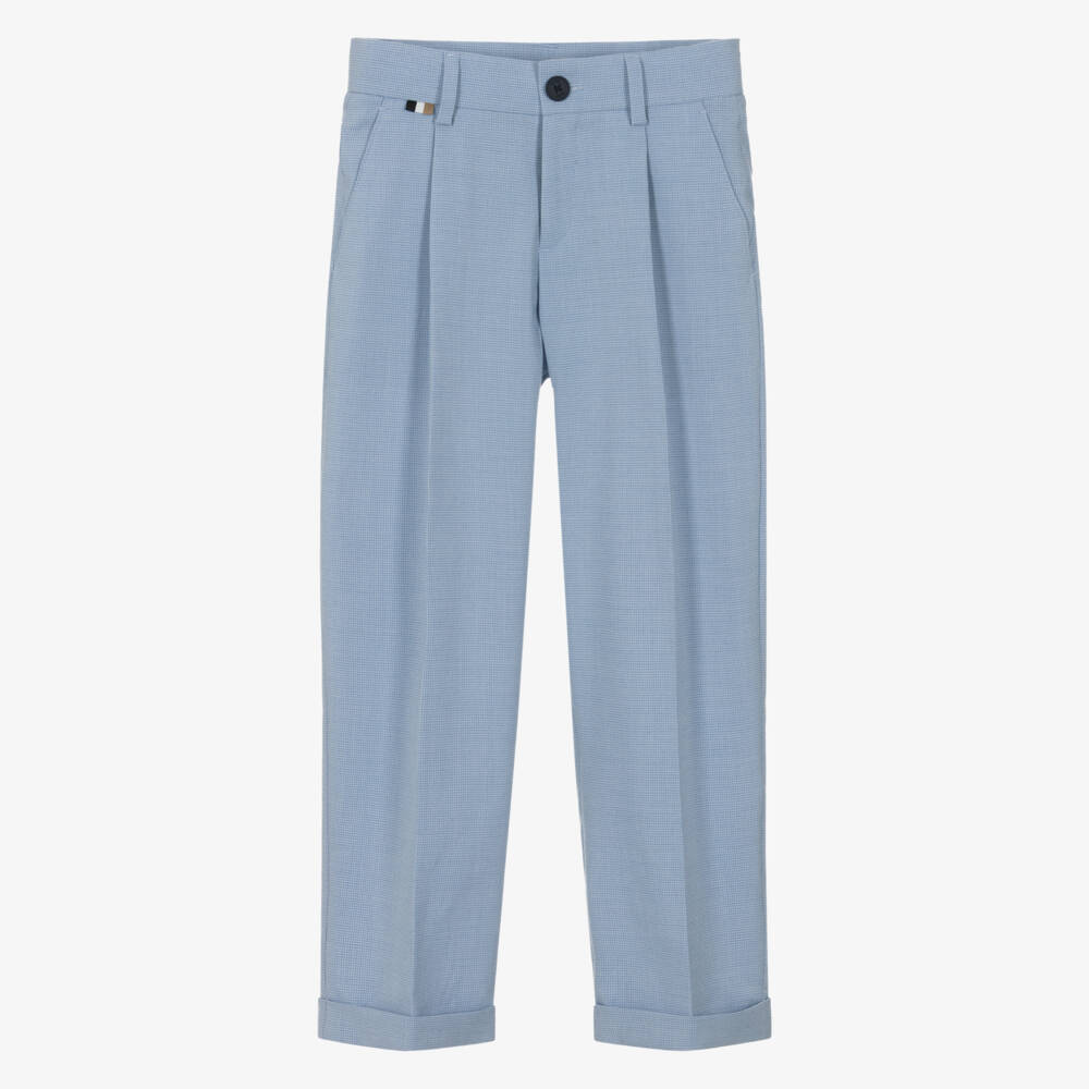 BOSS-Boys Blue Tailored Trousers | Childrensalon