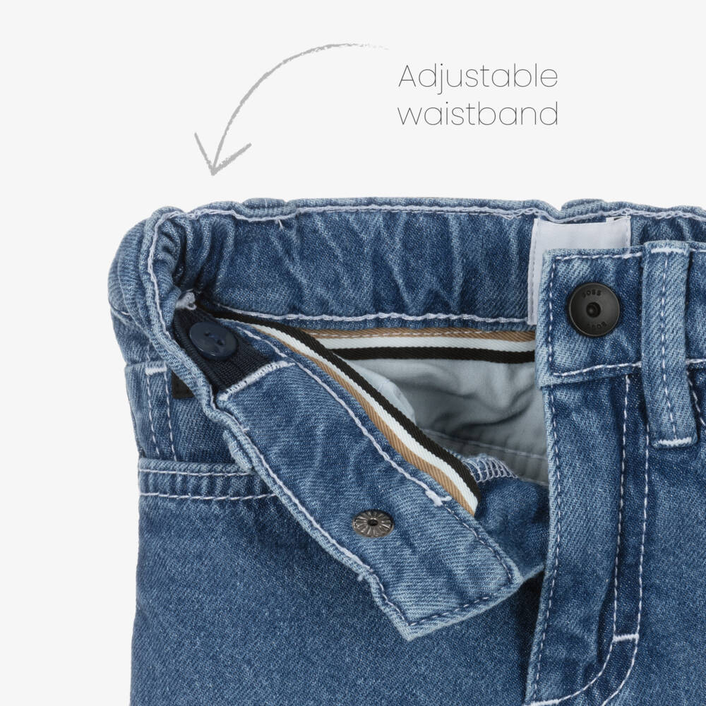 BOSS-Boys Blue Washed Regular Denim Jeans | Childrensalon