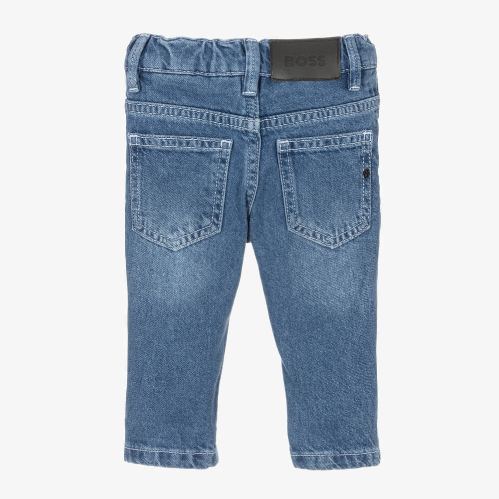 BOSS-Boys Blue Washed Regular Denim Jeans | Childrensalon