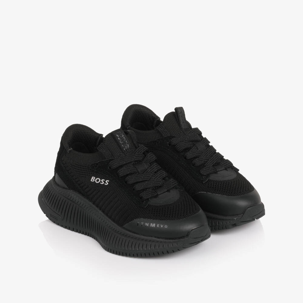 BOSS-Boys Chunky Black Lace-Up Trainers | Childrensalon