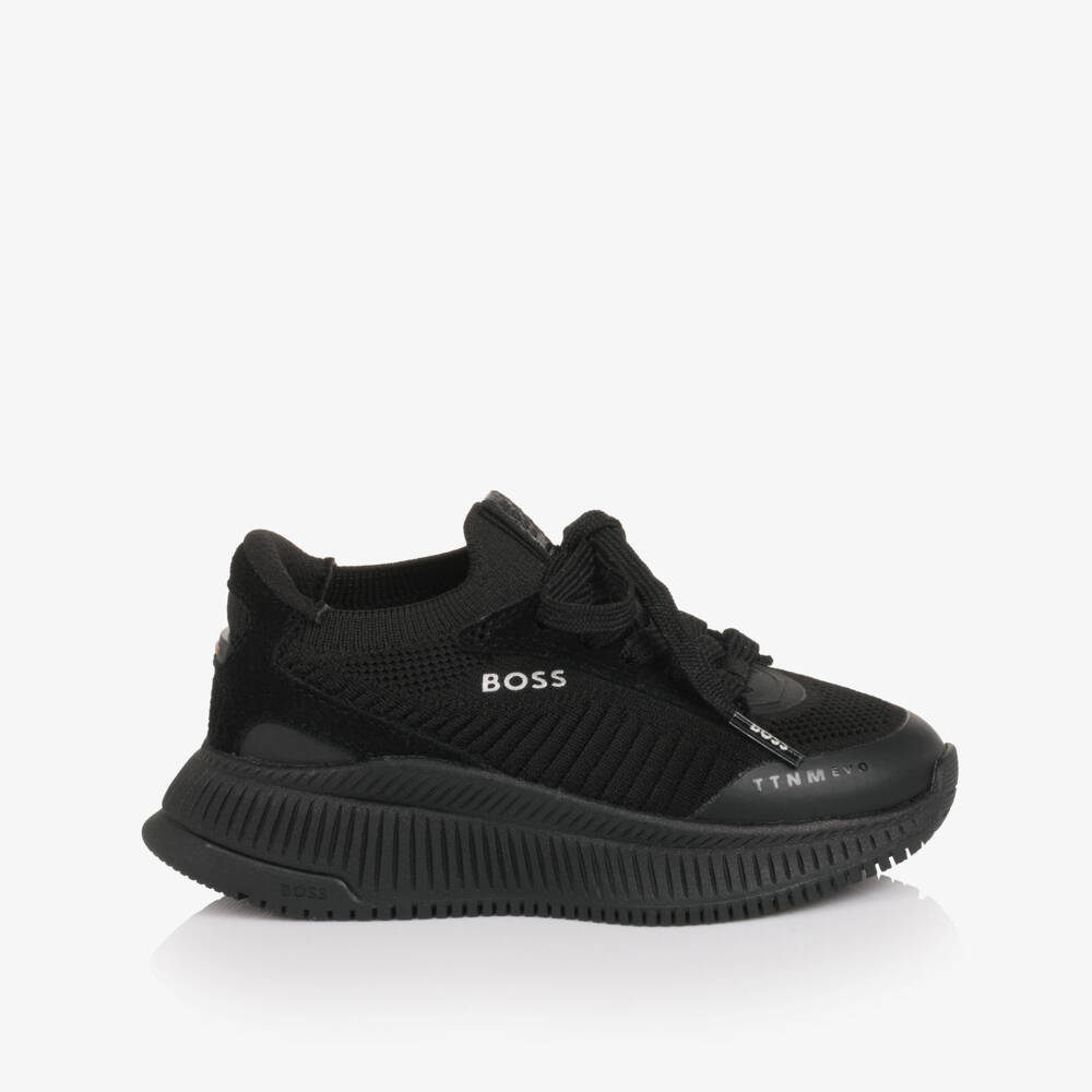 BOSS-Boys Chunky Black Lace-Up Trainers | Childrensalon